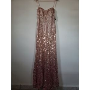 Ignite Strapless Blush Sequin Mermaid Dress